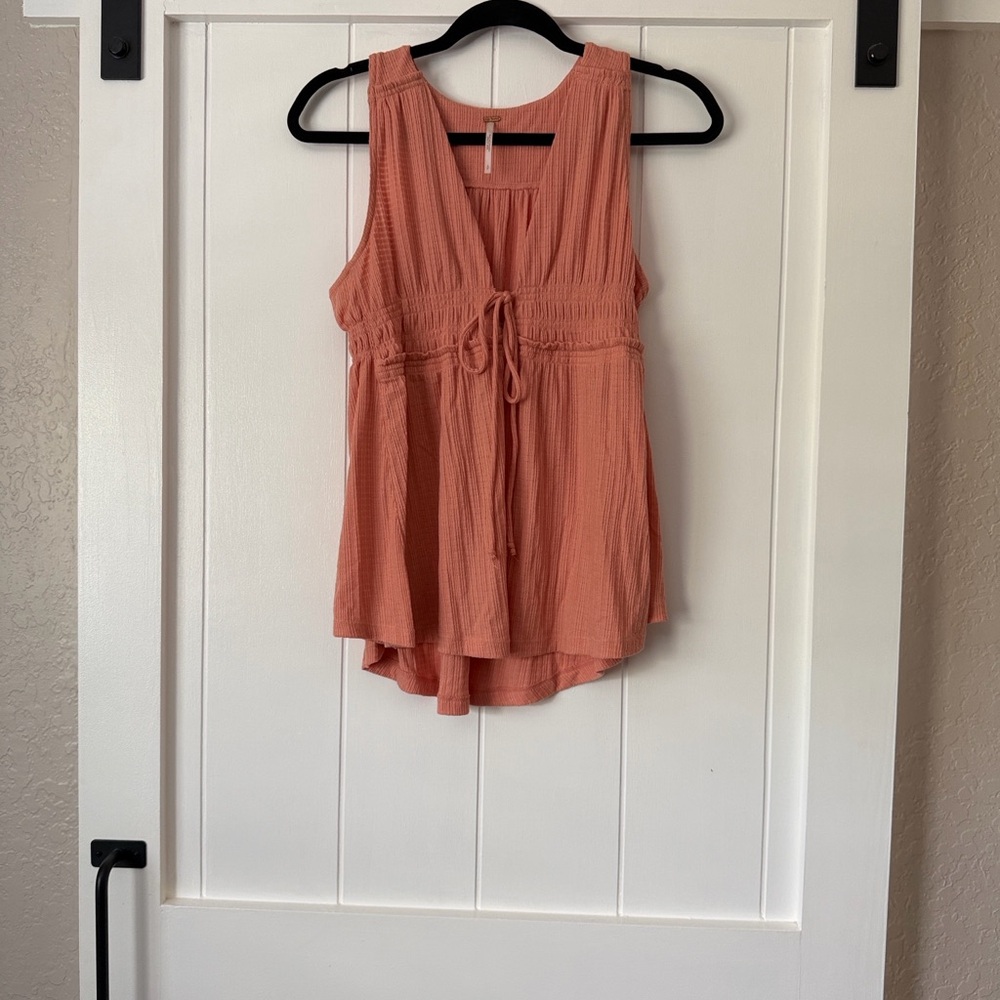 Free People Sleeveless Coral beach bound plunge tank